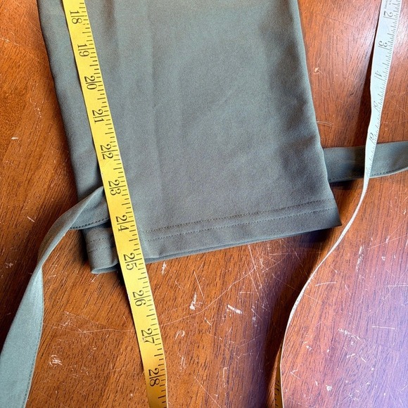 Paper Bag Pants Sz Large Olive Green Bow Tie Pull On High Waist Tapered Ankle - Picture 13 of 13